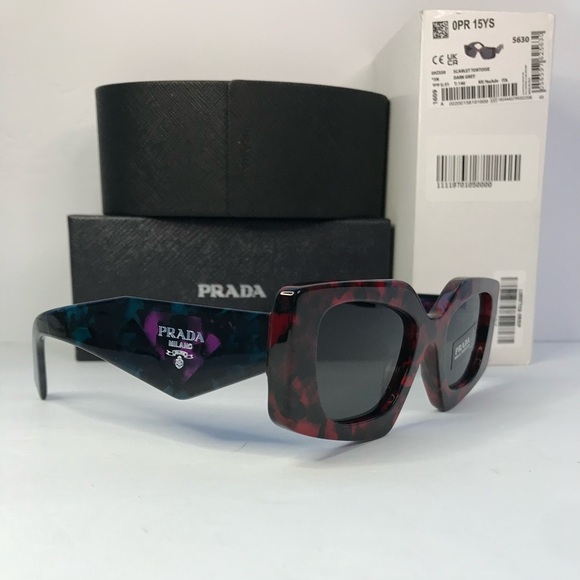 New Authentic Prada Dark Gray Irregular Ladies Sunglasses PR 15YS 09Z5S0 51 - Picture 3 of 14